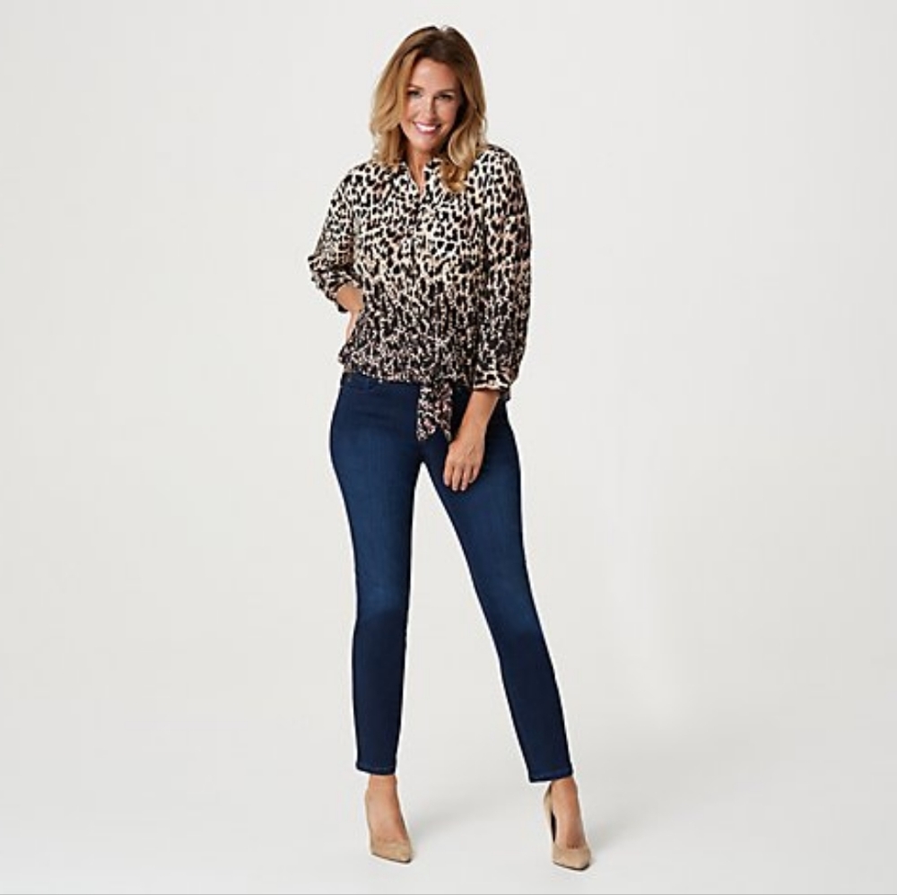 Belle by Kim Gravel button & tie front blouse